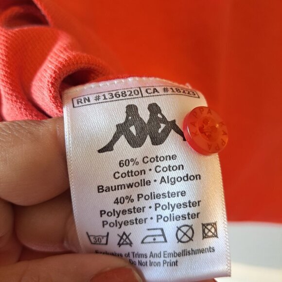 kAPPA Orange Mens Regular Fit Polo Casual Shirt‎ Embroidered Logo Size Large - Picture 12 of 13